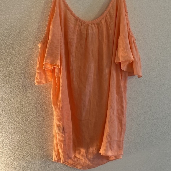 MUDD Gauzy Peach Color Blouse Size M Flowy Boho - Picture 6 of 8